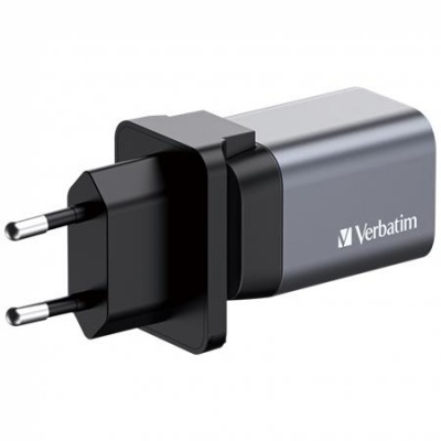 Hálózati töltő, 1xUSB-C PD (35W), USB-A QC 3.0, EU/UK/US, GaN, VERBATIM